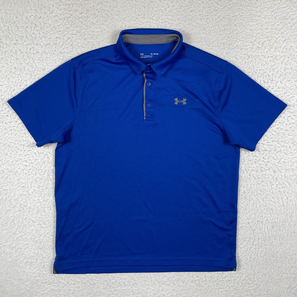Under Armour Polo Shirt Mens XL Blue Short Sleeve‎ Athletic Golf Performance